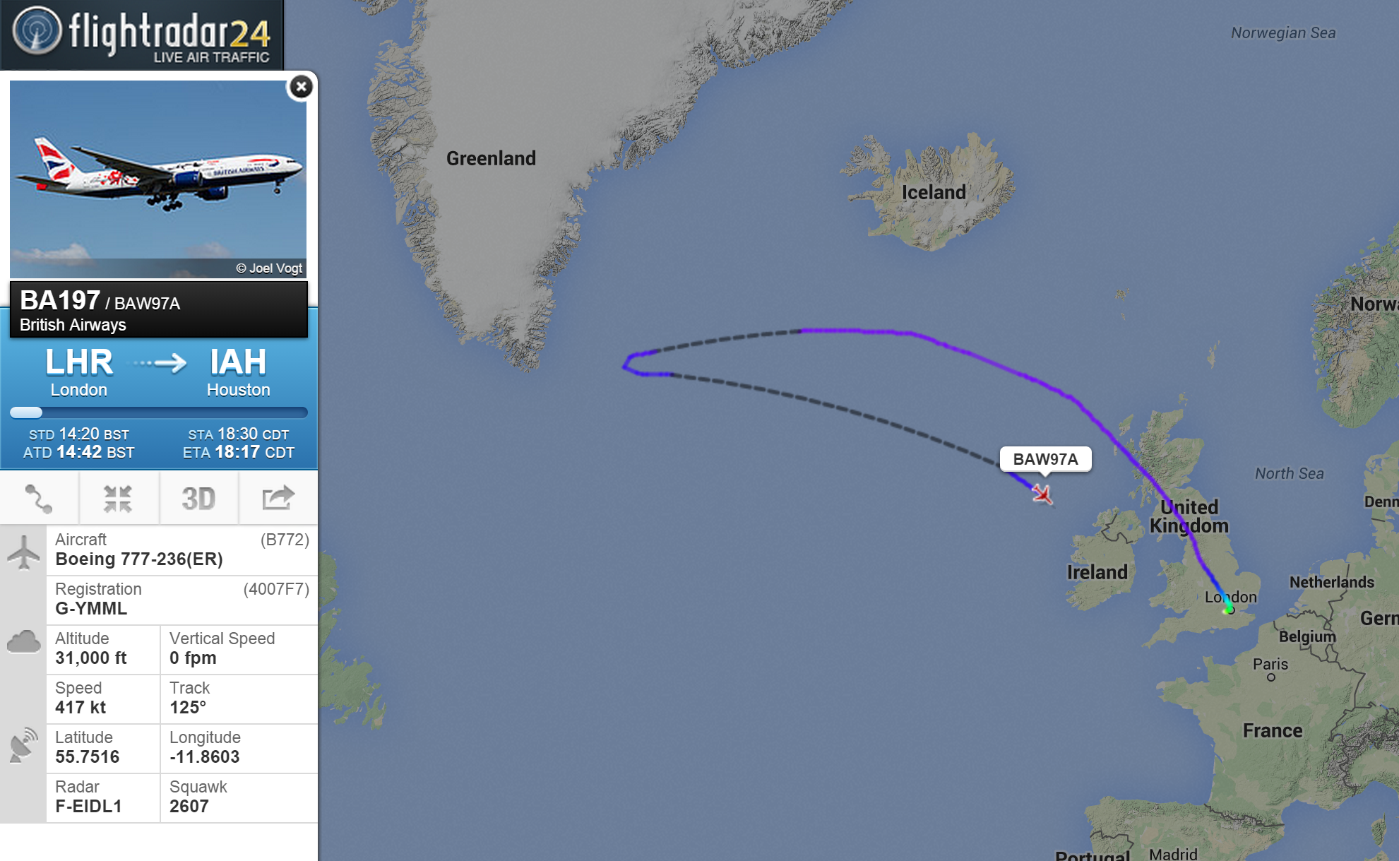 Flightradar24 on Twitter "British Airways flight BA197 from London to