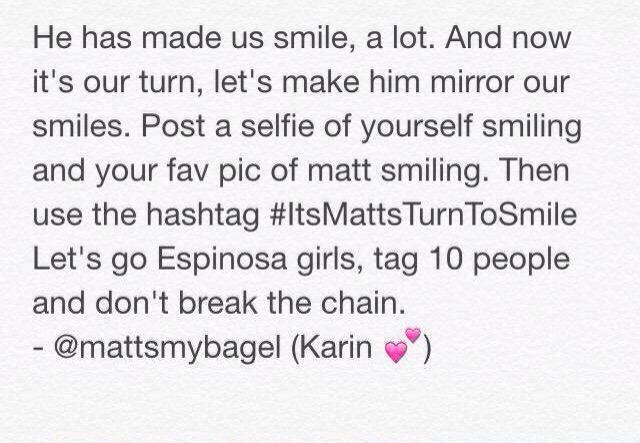 oddlyjacks's tweet photo. #ItsMattsTurnToSmile (matt girl at heart for 2 years) 💗😭 http://t.co/2FFbyJvOMo