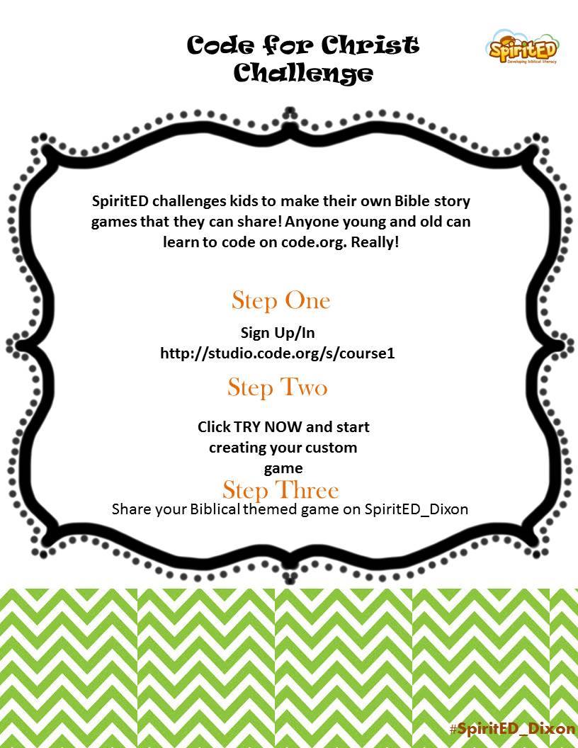 SpiritEDReading's tweet image. Kids are you up for a SpiritED Challenge? I love buff.ly/1CHtNid! #codeforChrist buff.ly/1CHtPq7