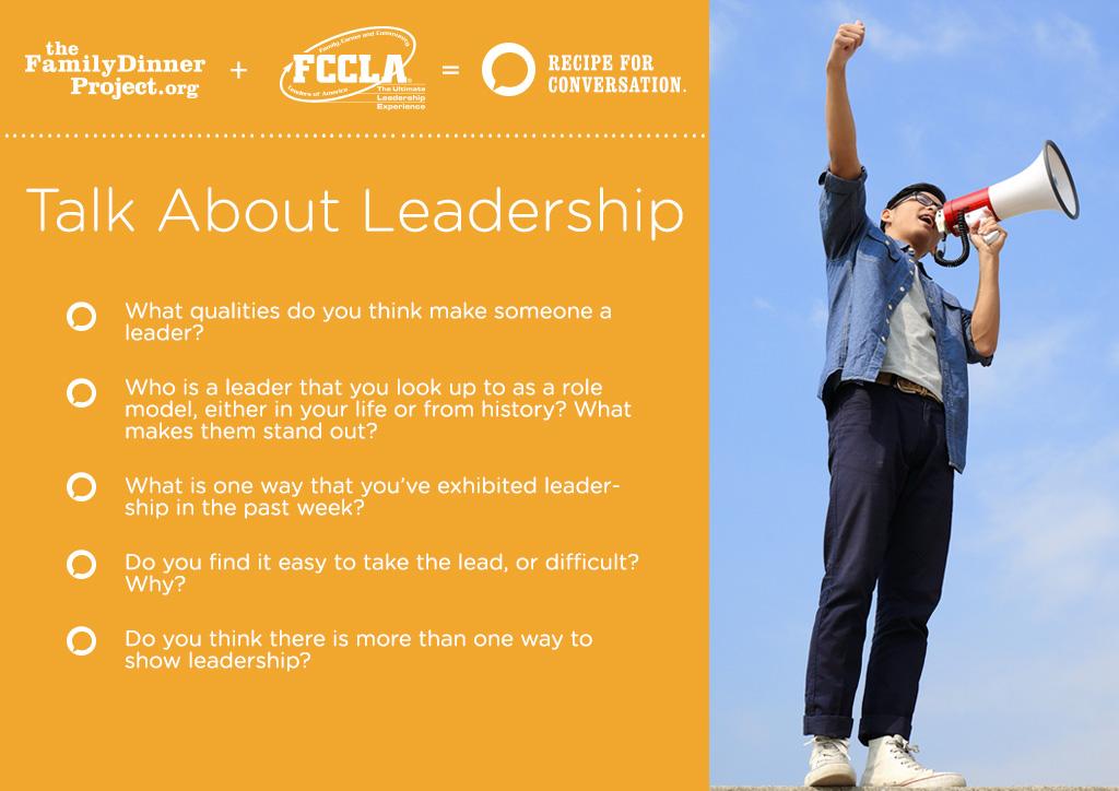 FDP_Tweets's tweet photo. Talk about leadership at your #familydinner table tonight! @NationalFCCLA #dinnerpower http://t.co/ioLVv8O8Zo