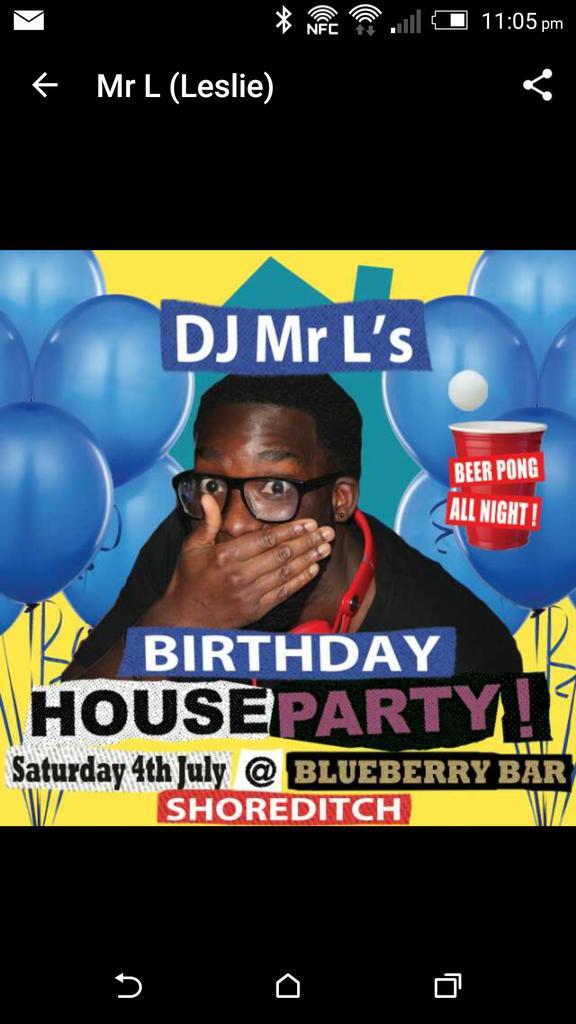 RichieLSHarris's tweet photo. If your up for a night out in Shoreditch on Saturday it's the launch of @ILoveHouseParty at Blueberry Bar #iLHP 🎉󾓦🎶💃🎉 http://t.co/2DWsnI4euf