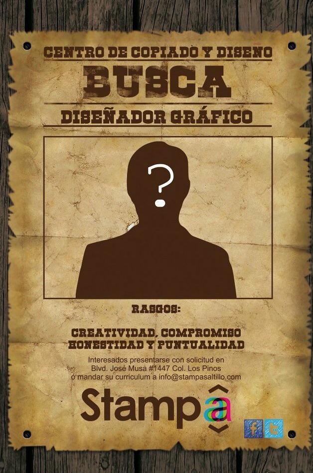 stampasaltillo's tweet photo. Únete a nuestro equipó de trabajo!!! #TrabajoSiHay #DisenoGrafico #trabajo #cv #curriculum #Saltillo http://t.co/qybFlZMqgY