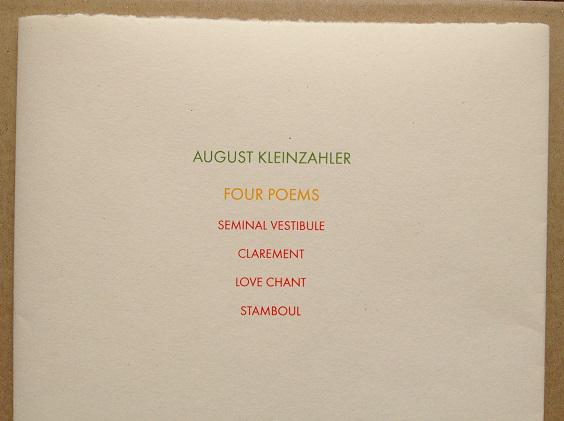 TungstenPress's tweet photo. August Kleinzahler has a new chapbook with Tungsten Press! FOUR POEMS, is NOW available with http://t.co/laQUY7UgAF. http://t.co/ytohhwHY9w
