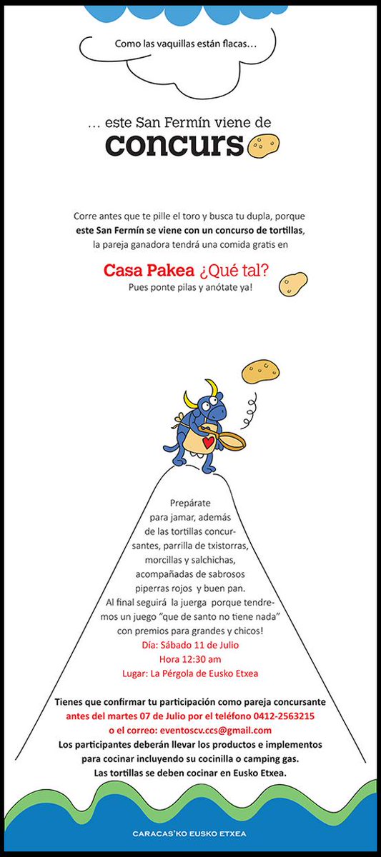EuskoEtxeaCCS's tweet photo. Este San Fermín viene de concurso @ainhobaca y si las tortillas se te dan tan bien como el frontón, pues aquí está! http://t.co/Wt1bL2g8u4