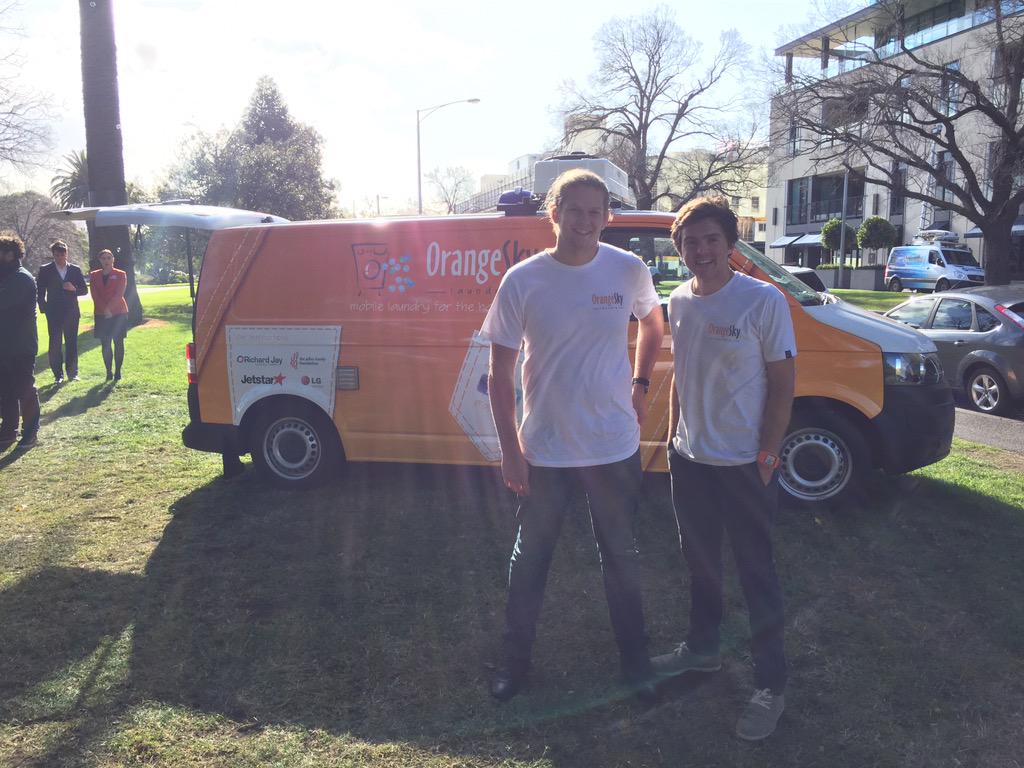 MScanlan7's tweet photo. WORLD FIRST IN MELBOURNE. These 2 legends source funding &amp; invest it in a van which washes clothes for the homeless http://t.co/VwVZgiVTmj