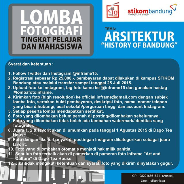 Ayo Ikuti!!!!! 10 foto terbaik fotonya akan di pamerkan <a href="/inframe15/">Inframe timbero</a> di Dago Tea House Bandung   #inframe15