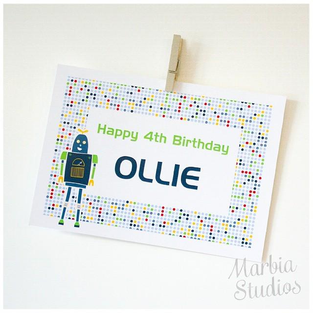 Happy birthday sign for olivers 4th birthday.

#illustration #drawing #illustratorsaustralia #illustrator #robotill…