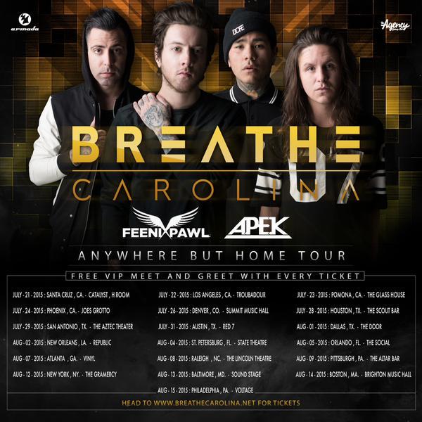 ApekOfficial's tweet photo. EXCITED TO ANNOUNCE I'M TOURING WITH @BreatheCarolina &amp; @Feenixpawl !!! Who's going to party with me in their city??? http://t.co/lSzNoaYimO