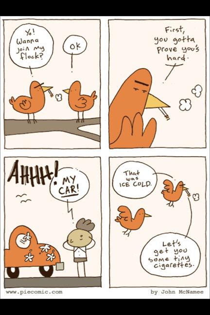 sacSTAND's tweet photo. Apparently, #smoking #cigarettes make you cool? #badnews #flyaway #cartoon #antitobacco #cool #dontsmoke #nobutts http://t.co/lJyWyYkIcv
