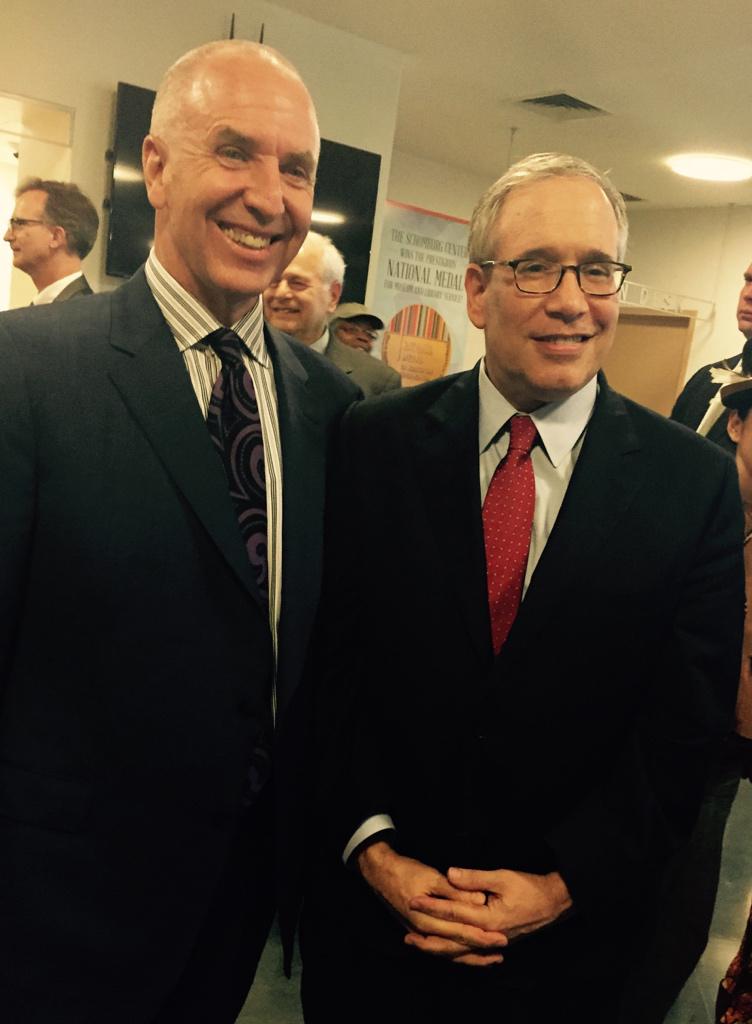 NYCComptroller's tweet photo. Thrilled to be here for the release of Arthur Browne’s #OneRighteousMan, the story of #SamuelBattle, a true pioneer http://t.co/0E9C7rGp7O