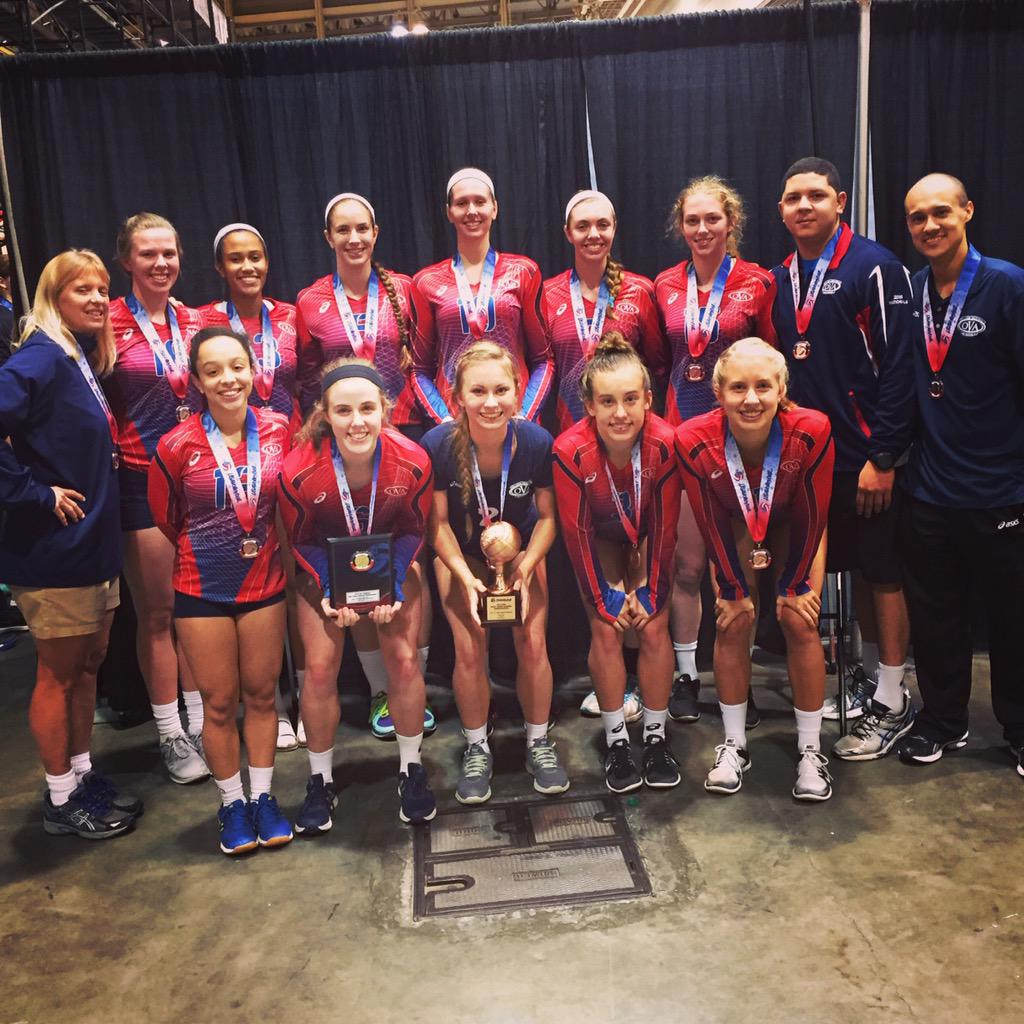 OTVAvolleyball's tweet photo. #17Asics takes home the bronze🏆 Kristen, Jenna, & Callie named All-Americans #GJNC #17National #OVAvb http://t.co/URtm9czMX0