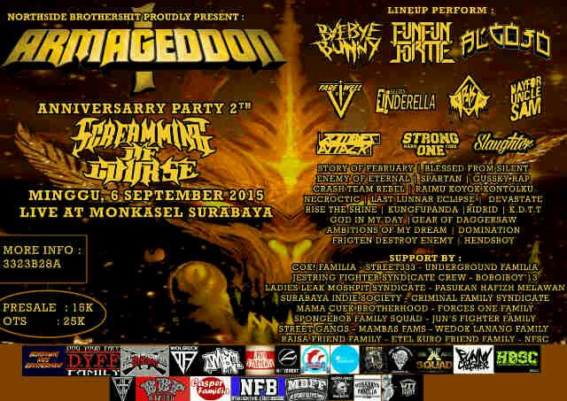 @Info_Singaraja (@info_singaraja) on Twitter photo #ARMAGEDDON 6 Sept 2015 at Monkasel Surabaya w/ @BYEBYEBUNNY_13 <a href="/officialFFFM/">FUN FUN FOR ME</a> <a href="/ALGOJO_NCHC/">ALGOJO HARDCORE</a> <a href="/farewell_sby/">Farewell Metalcore</a> #ARMAGEDDON 6 Sept 2015 at Monkasel Surabaya w/ @BYEBYEBUNNY_13 <a href="/officialFFFM/">FUN FUN FOR ME</a> <a href="/ALGOJO_NCHC/">ALGOJO HARDCORE</a> <a href="/farewell_sby/">Farewell Metalcore</a>