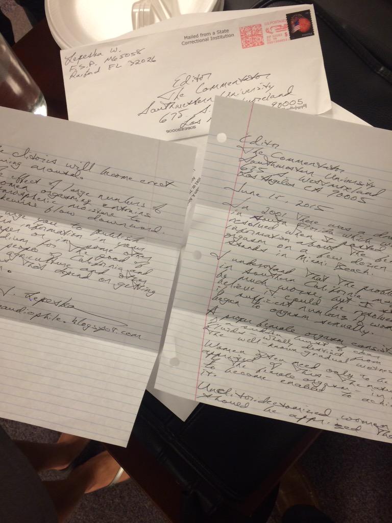 So we got inmate mail.. On how to solve the draught in CA.. Warning: this letter contains inappropriate material