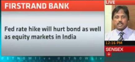 ETMarkets's tweet photo. #Fed rate hike will hurt bond and equity markets in India: #FirstrandBank http://t.co/oYGk24vUzy