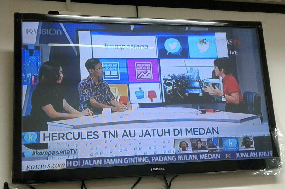 Talk-show dgn <a href="/KompasTV/">KOMPAS TV</a> tentang pesawat angkut berat C-130 Hercules TNI AU jatuh di Medan.