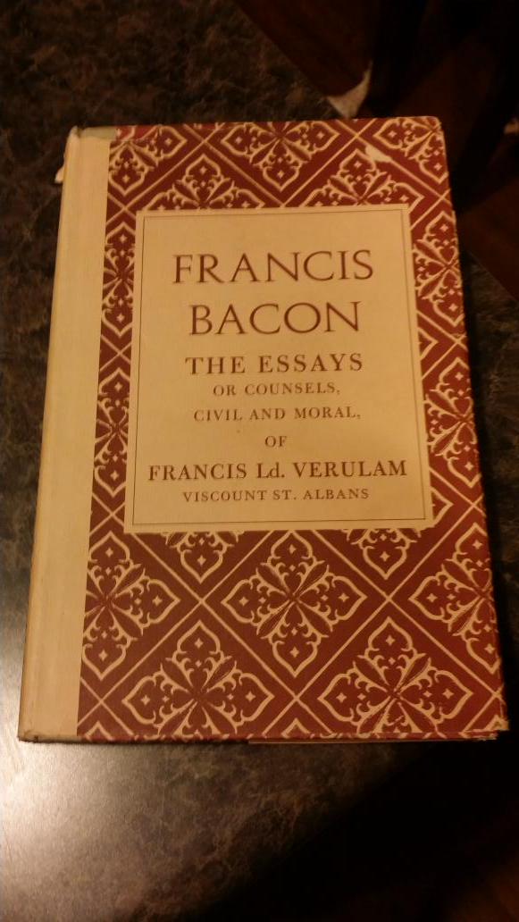 GustafsonNick's tweet photo. Going old school with #FrancisBacon #TheEssays. #16thCentury #Empricism #Book http://t.co/mS7UVMpskP