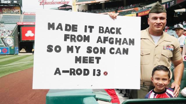 This Marines' son wanted to meet <a href="/AROD/">Alex Rodriguez</a>, so Alex made that wish a reality. atmlb.com/1dzm3bf