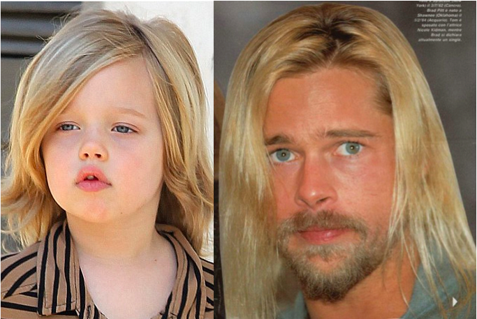 EmiZhang135's tweet photo. That moment when you see the crazy resemblance =) ….. <3 <3 <3 @bradpitt @angeelinajolie #family http://t.co/9Y6RUWieJ7