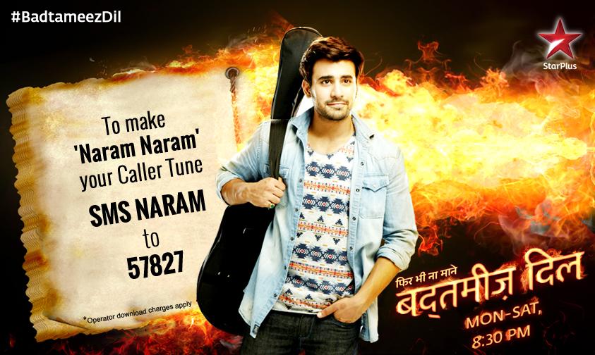 StarPlus's tweet photo. Is #NaramNaram from #BadtameezDil your new favourite track? Make it your Caller Tune! SMS 'NARAM' to 57827 http://t.co/KOBpjEqNny