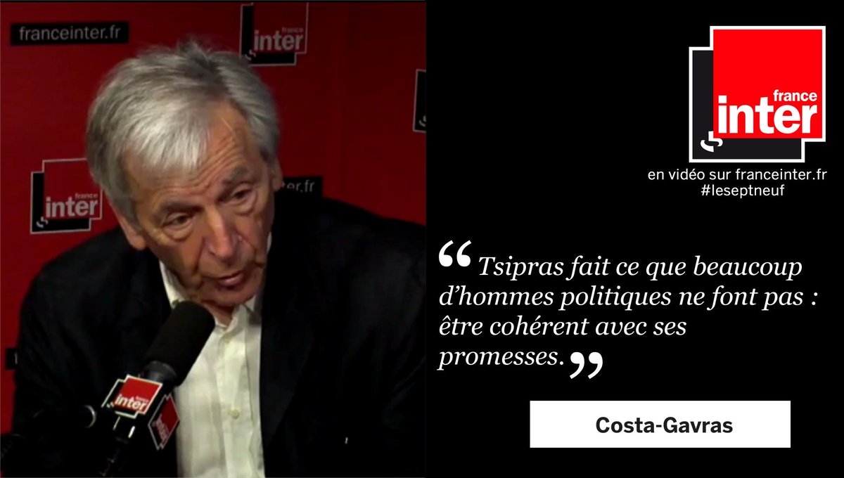 franceinter's tweet photo. #CostaGavras : "#Tsipras fait ce que beaucoup d’hommes politiques ne font pas : être cohérent avec ses promesses." http://t.co/30chIWaUwd