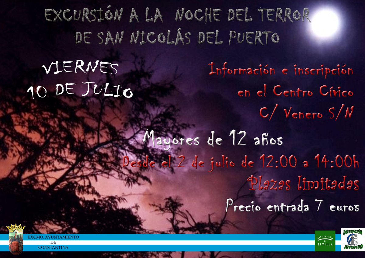 #JulioJoven #Constantina te lleva a la <a href="/nocheterror/">La Noche del Terror</a> en San Nicolás del Puerto el 10 de julio goo.gl/VB0ZMC