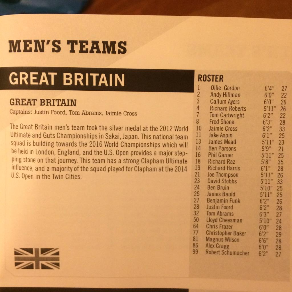 The GB open roster for US Open...