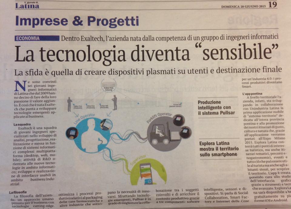 Exaltech_Srl's tweet photo. #EXALTECH per la sezione Imprese e Progetti dedicato alle #PMI #innovative del territorio pontino @ilgiornalediLat http://t.co/QknieM8I7H