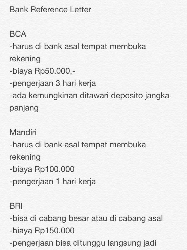 Surat referensi bank mandiri untuk visa