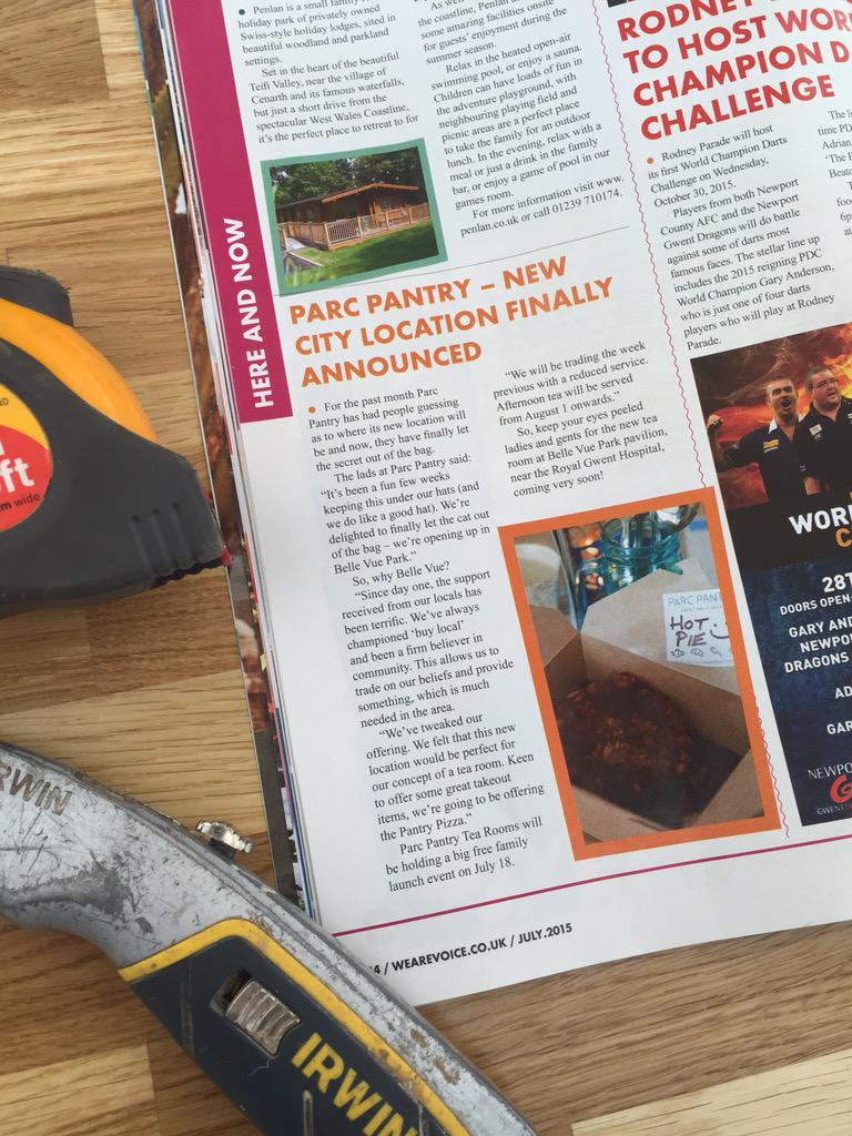 hoffidesign's tweet photo. Cheeky 5 minutes for a read of @WeAreVoice great piece about @ParcPantry @PantryTeaRooms #buylocal #NewportRises http://t.co/6a3jj6AAJk
