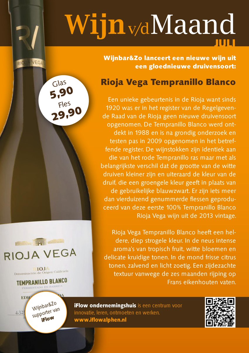 Wijnbar&amp;Zo introduceert een gloednieuwe wijn. De Rioja Vega Tempranillo Blanco, proef 'm nu!