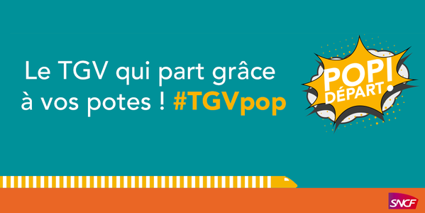 SNCFConnect's tweet photo. #TGVpop c'est parti ! Réservez vos voyages en dernière minute pour 25€ ou 35€ garantis ! >> http://t.co/FrS5aVtCTQ http://t.co/FwYgFbEjZT