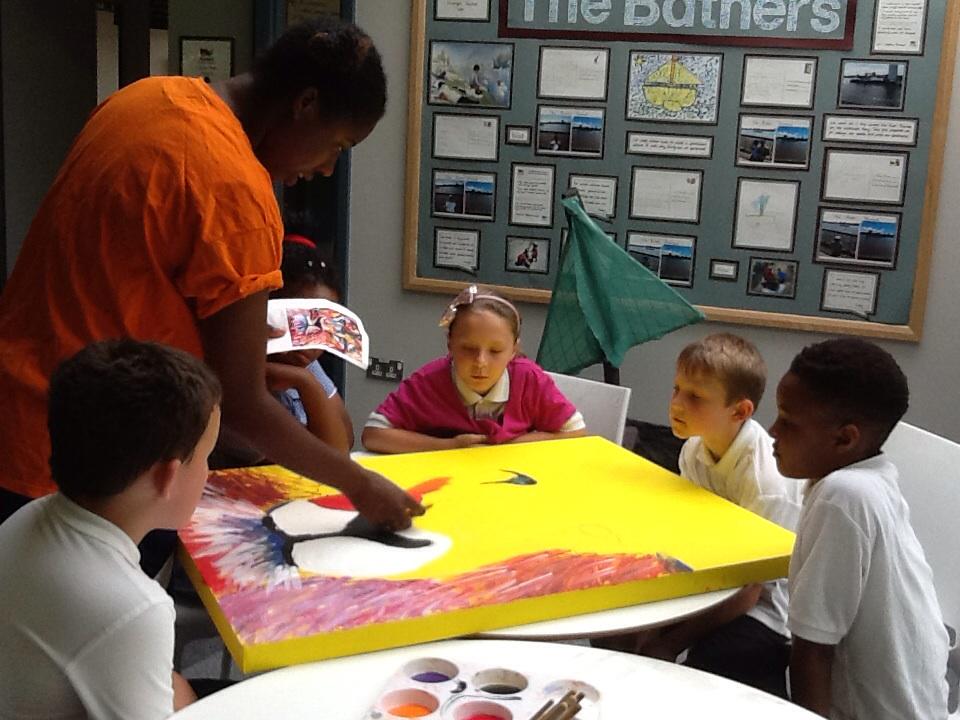 Painting the lion onto canvass <a href="/foxfield/">FoxfieldPrimary</a>