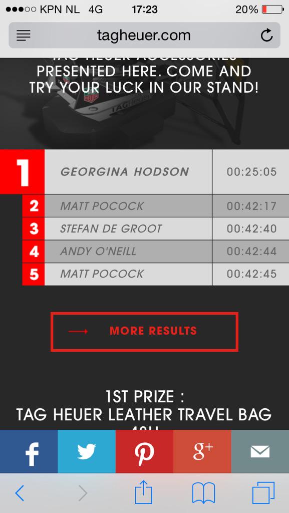 Stefandgroot's tweet photo. @TAGHeuer hello i was at your stand at goodwood this year and i became second at the simulator. Matt is nr1 in real. http://t.co/qA1wBtowPR
