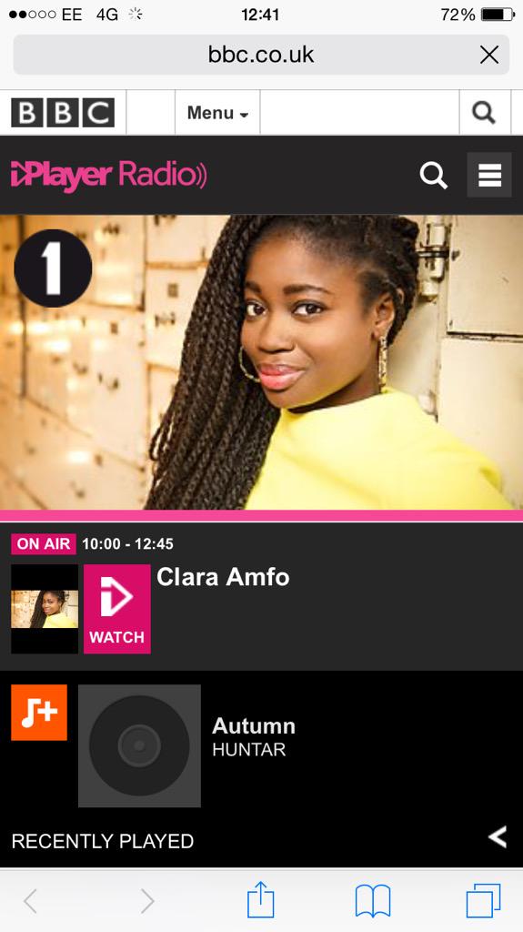 Mad love @claraamfo thnx for spinning 'Autumn' on <a href="/BBCR1/">BBC Radio 1</a> just now! 💙 #LEGEND