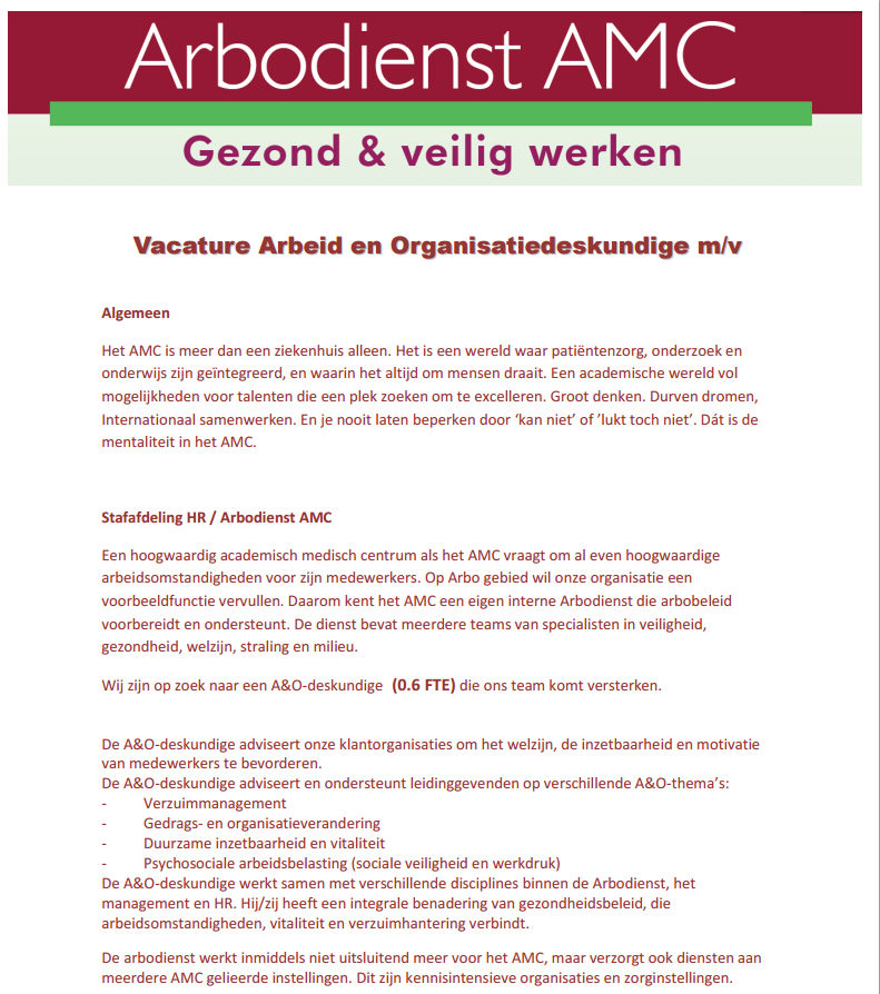 OptimumArbo's tweet photo. Het AMC zoekt een Arbeid en Organisatiedeskundige. http://t.co/fzgjHvkGLw http://t.co/U6RMr1Wn0D
