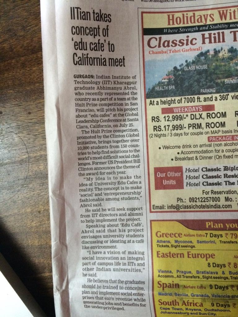 sidagarwal's tweet photo. Making social innovation an integral part of campus life in Indian institutes, way to go @manyuabrol So proud of you! http://t.co/fO7rC4xeCD