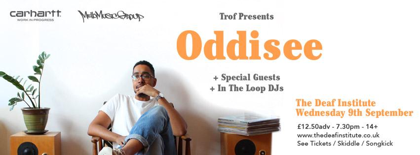 DeafInstitute's tweet image. HIP HOP! @ODDISEE live @DeafInstitute Sept 9th + Special Guests &amp;amp; @intheloopMCR DJs thedeafinstitute.co.uk