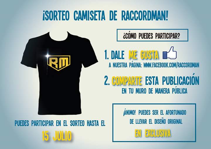 Raccordman's tweet photo. ¡Sorteamos una camiseta para nuestros fans! Si quieres saber cómo conseguirla sigue las instrucciones de la imagen. http://t.co/Px9gh7s1RV