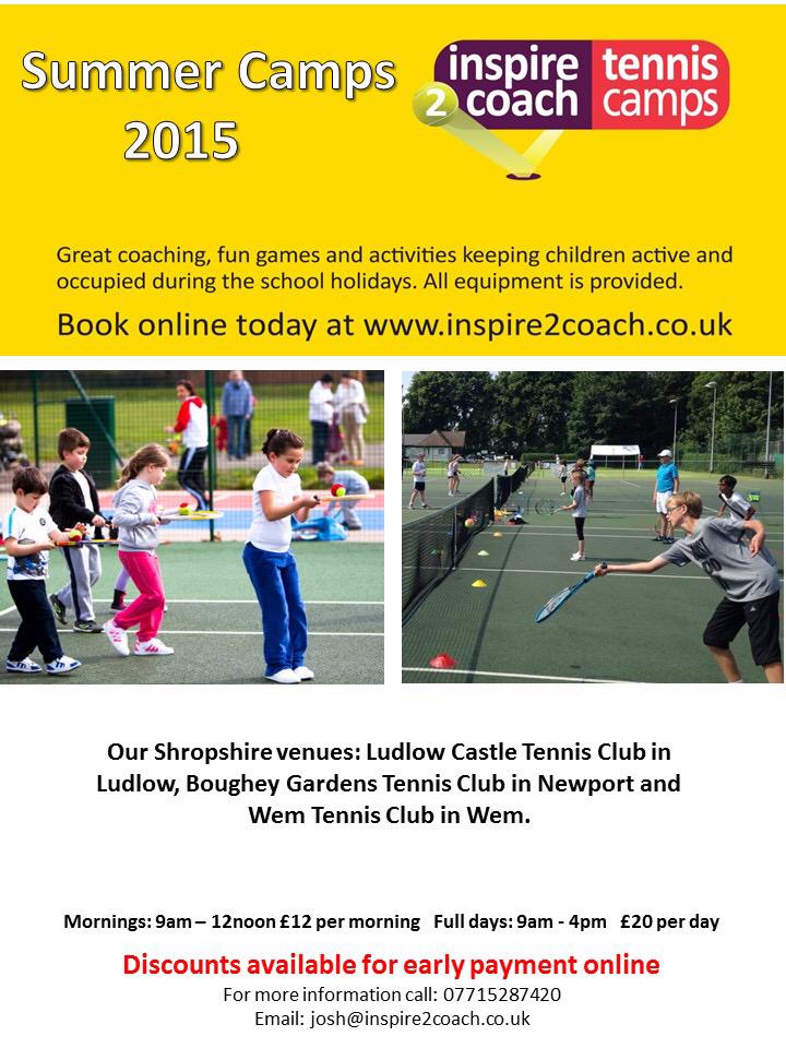 i2cshrops's tweet photo. Don't miss out this summer in Shropshire with inspire2coaches fantastic Summer tennis camps! http://t.co/qxhuQGV9sO