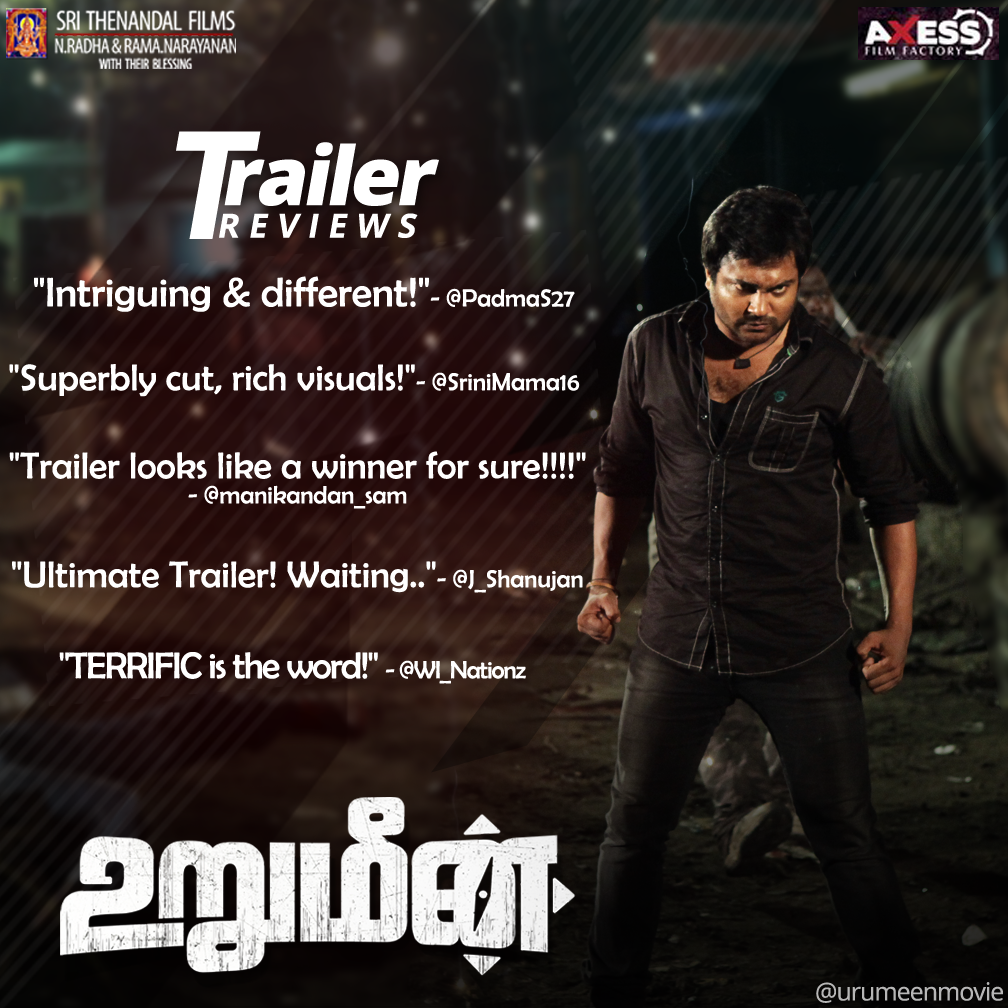 Urumeenmovie's tweet photo. The trailer has been getting fantastic reviews..
Thank u all for supporting #Urumeen.. :)
#RevengeIsAlwaysUltimate http://t.co/cSEOTaXHRc