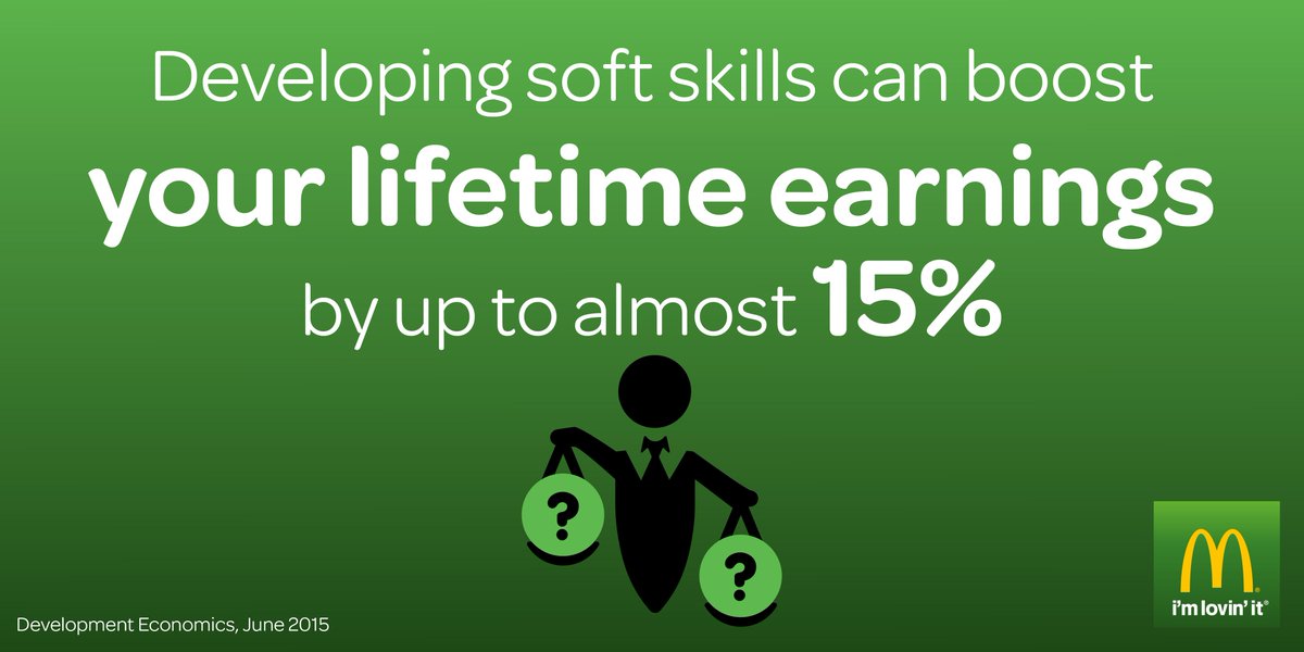 McDonaldsUKNews's tweet photo. Good #softskills will boost an individual’s salary by 15% over their lifetime! Find out more: http://t.co/FgwUD7mQfa http://t.co/Dj4QyrRPTw