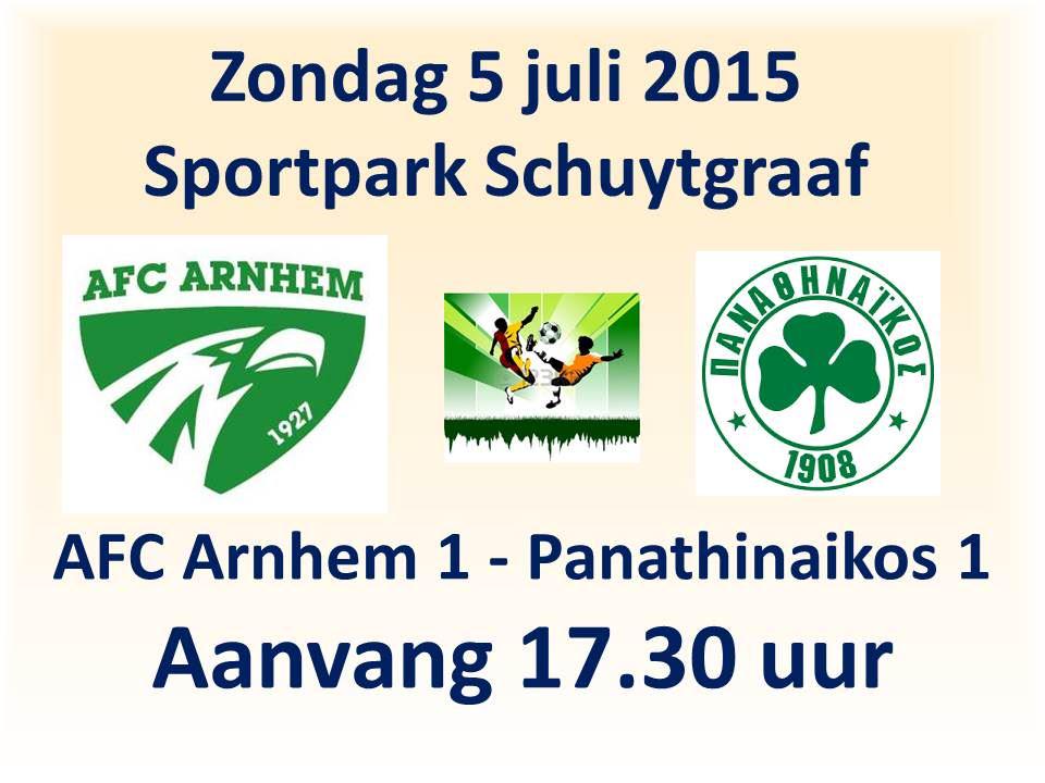 Zondag 05-07-2015 17:30 uur #AFCArnhem - #Panathinaikos bij <a href="/ArnhemseBoys/">Arnhemse Boys Schuytgraaf</a> #Schuytgraaf #Vriendschappelijk #Arnhem