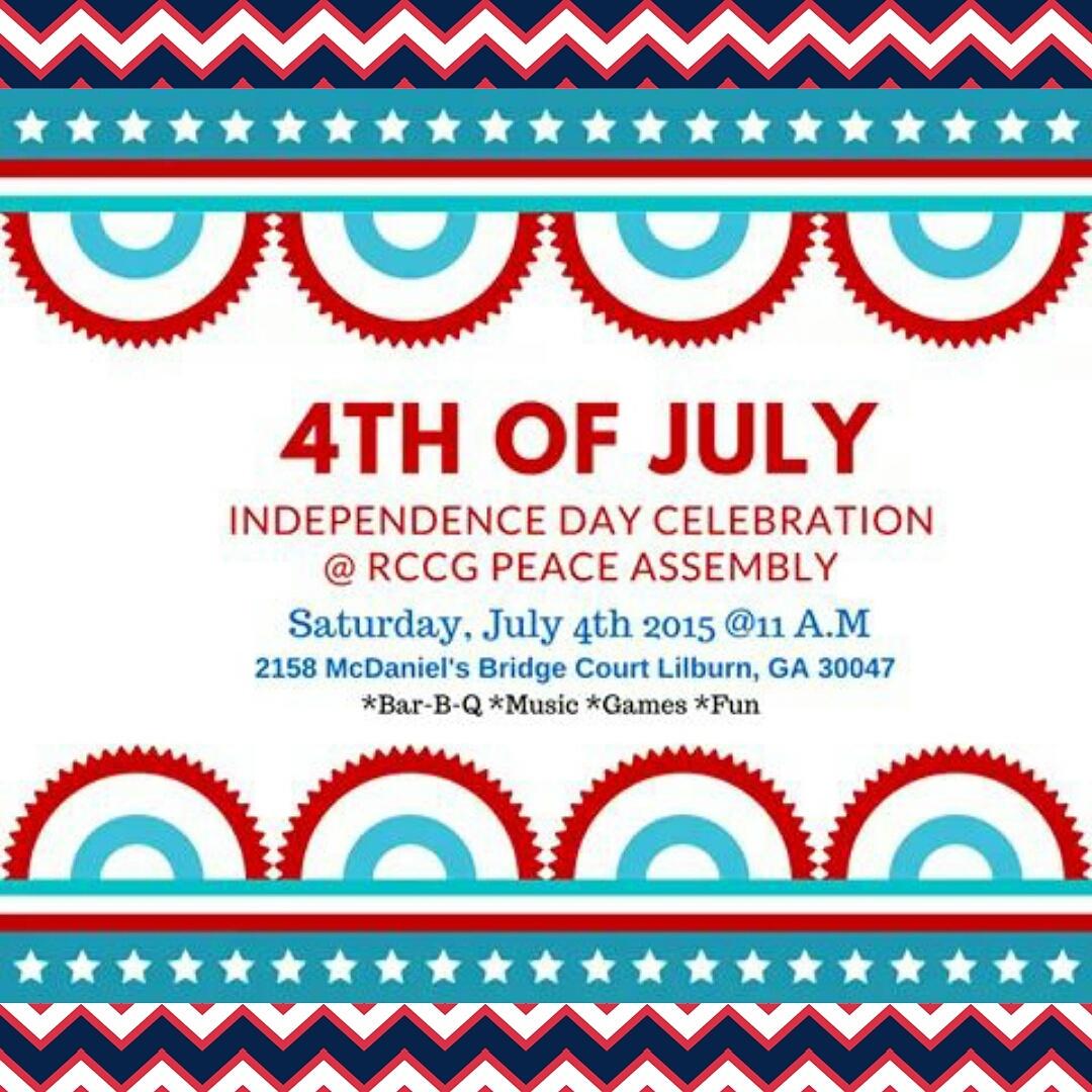 RCCGPeaceAssem's tweet image. Celebrate July 4th's with us this Saturday!  #Bar-b-Q #BouncingCastle #Food #Games #Music #Fun #Jesus #
