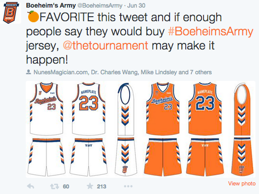 thetournament's tweet photo. VERY limited number of @BoeheimsArmy jerseys on sale now! http://t.co/m2GC4jYlwC #thetournament http://t.co/ibDXjgfzkv