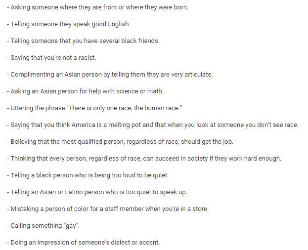 PrisonPlanet's tweet photo. Here's an actual list of things that are racist according to the University of Wisconsin. https://t.co/bVNkPfIvbv http://t.co/v8Phg4Xk36