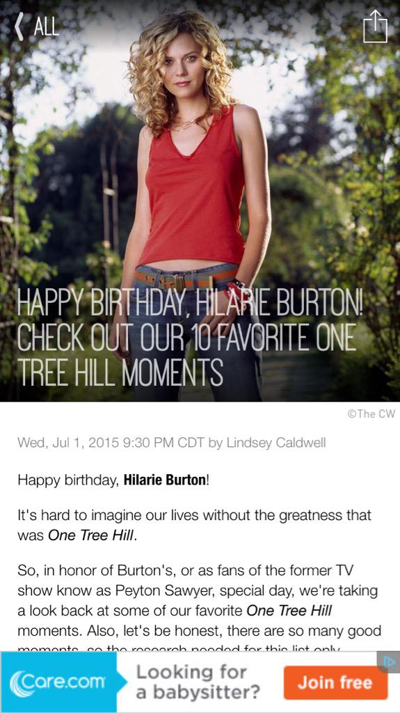 ENEWS!  Happy Birthday, Hilarie Burton! Check Out Our 10 Favorite One Tree Hill Moments
 