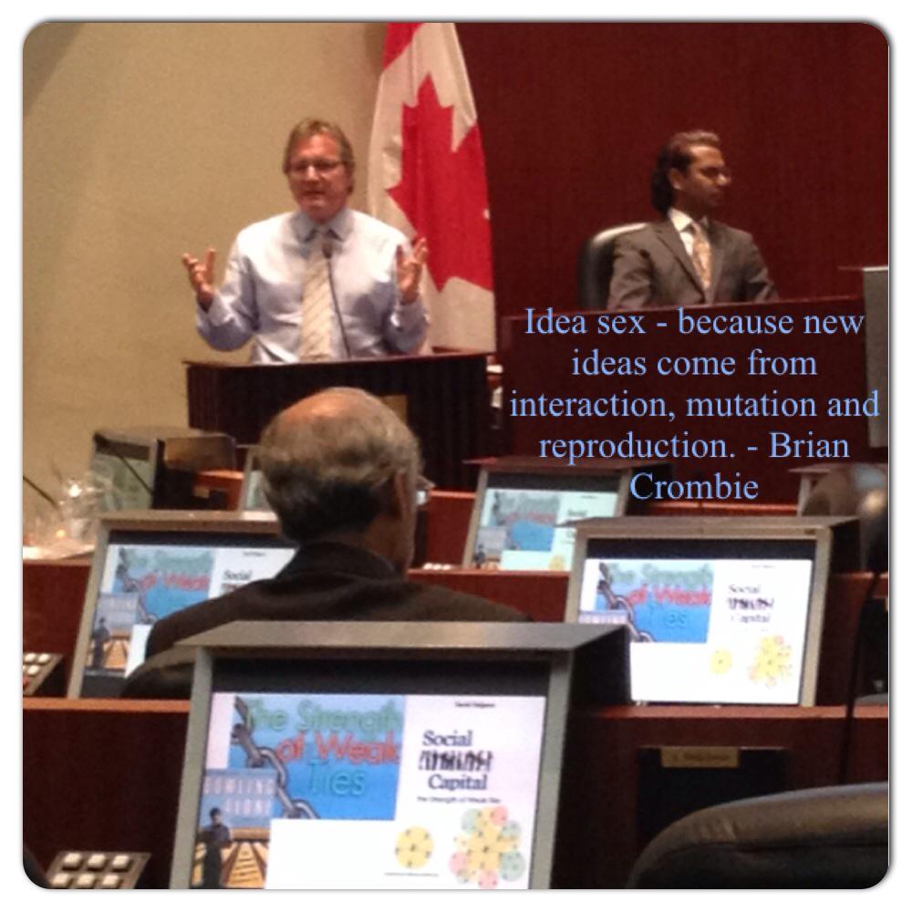 AshimaSuri's tweet photo. #GlobalChangeTO @briancrombie @CSLCsummit Idea sex because new ideas come from interaction, mutation & reproduction http://t.co/S4c31w7u1v