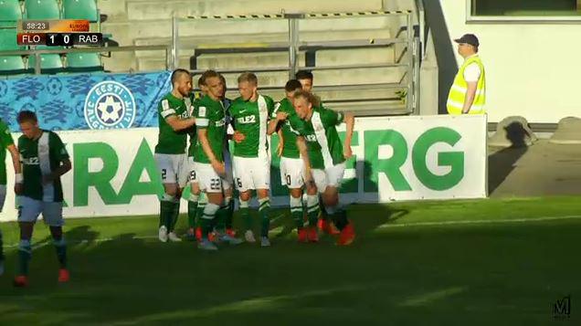 Flora celebrates after their goal Flora celebrates after their goal