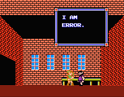 Zelda_Rocks's tweet photo. Quote of the Week:
"I am Error."
- Error 
#retroGaming #Zelda2 #NES #legendOfZelda #Nintendo #zeldaRocksQOTW http://t.co/5cQPnurBuN