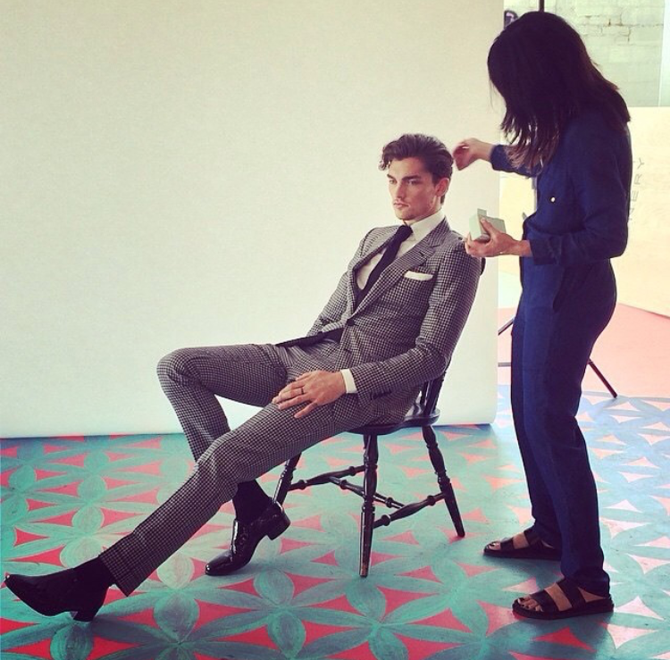 I spy...a handsome man being groomed by <a href="/JodiUrichuk/">Jodi Urichuk</a> using #KevinMurphy on a shoot for <a href="/sharpmagazine/">Sharp Magazine</a>!